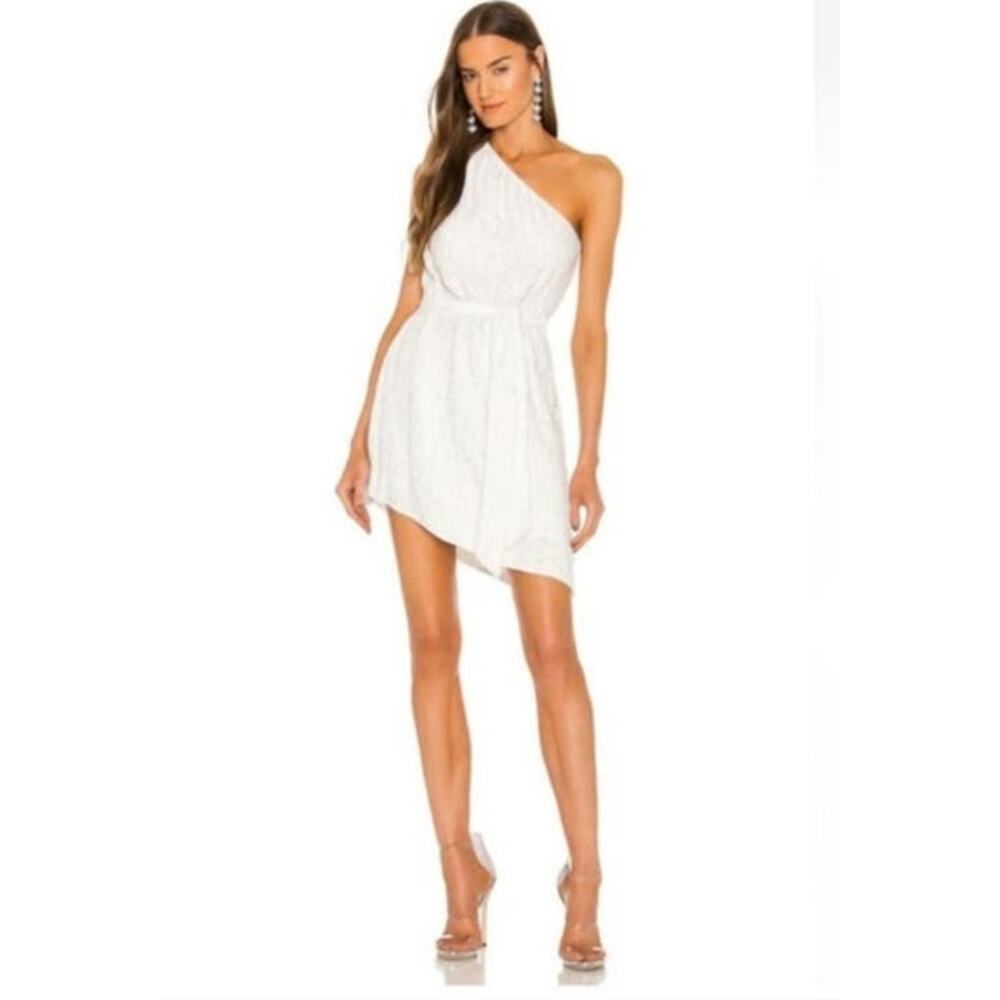 Retrofete Ella Sequin Dress in White Size XS One Shoulder NWT Belt
